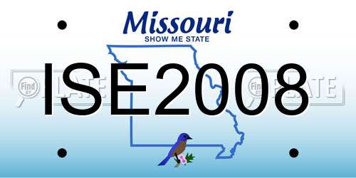 ISE2008 Missouri License Plate