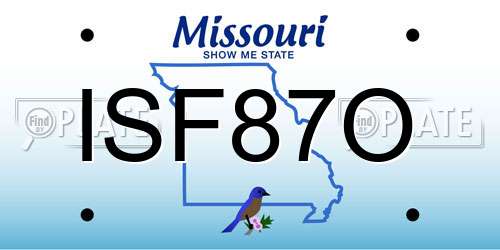 ISF87O Missouri License Plate