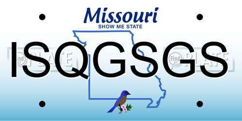ISQGSGS Missouri License Plate