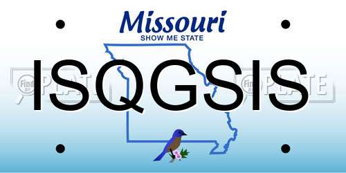ISQGSIS Missouri License Plate