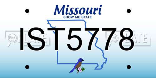 IST5778 Missouri License Plate