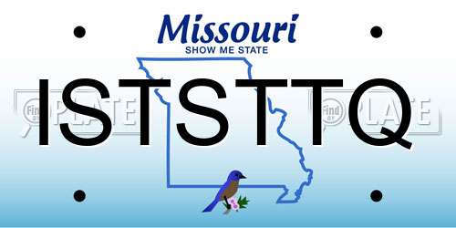 ISTSTTQ Missouri License Plate