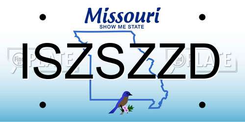 ISZSZZD Missouri License Plate