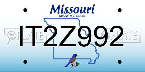 IT2Z992 Missouri License Plate