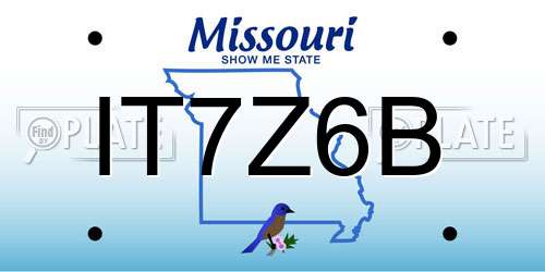 IT7Z6B Missouri License Plate