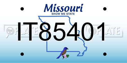 IT85401 Missouri License Plate