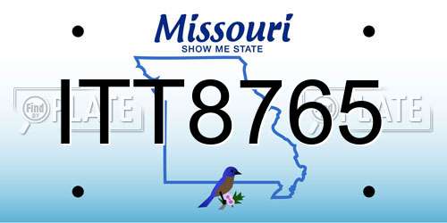 ITT8765 Missouri License Plate