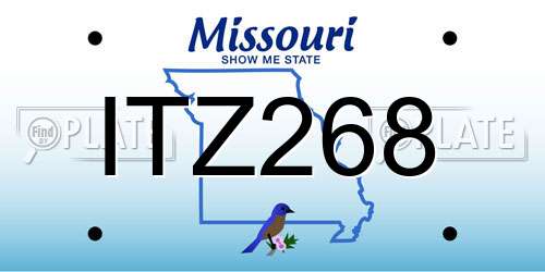 ITZ268 Missouri License Plate