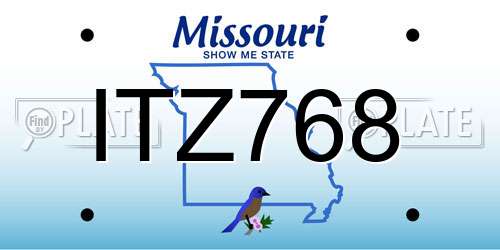 ITZ768 Missouri License Plate