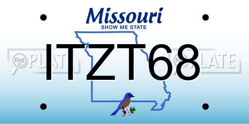 ITZT68 Missouri License Plate