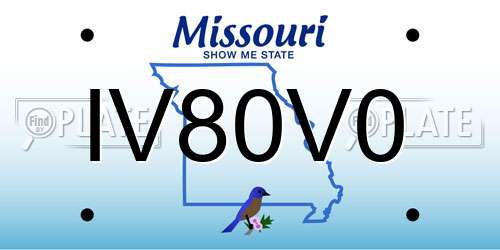 IV80V0 Missouri License Plate