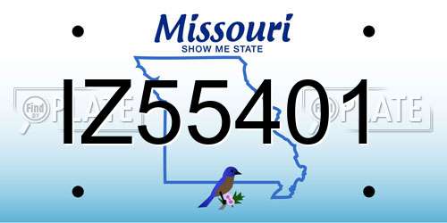 IZ55401 Missouri License Plate