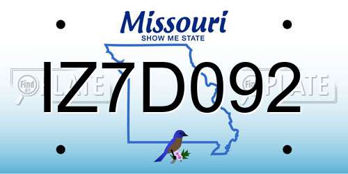 IZ7D092 Missouri License Plate