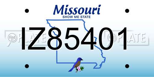 IZ85401 Missouri License Plate