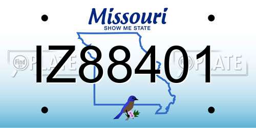 IZ88401 Missouri License Plate