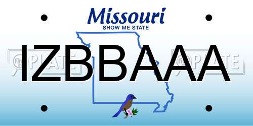 IZBBAAA Missouri License Plate