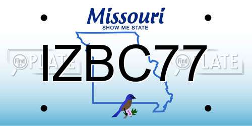 IZBC77 Missouri License Plate