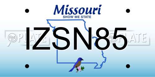 IZSN85 Missouri License Plate