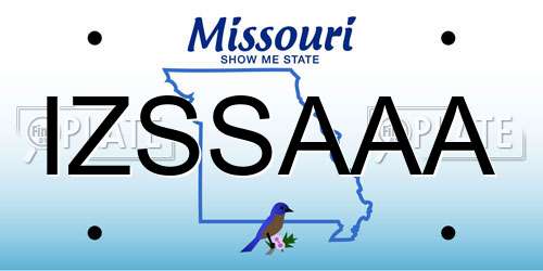 IZSSAAA Missouri License Plate