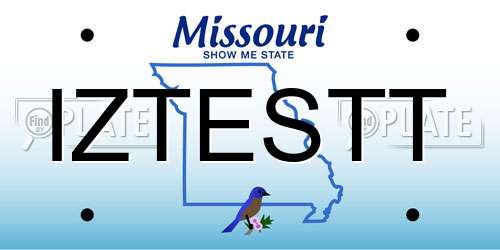 IZTESTT Missouri License Plate