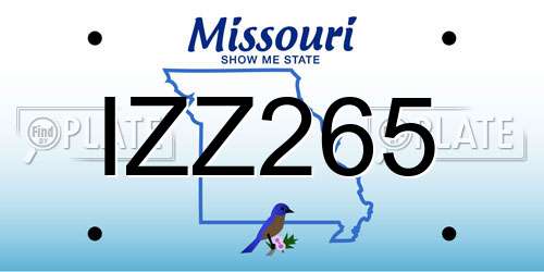 IZZ265 Missouri License Plate