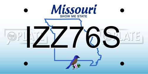 IZZ76S Missouri License Plate