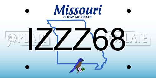 IZZZ68 Missouri License Plate