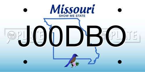 J00DBO Missouri License Plate