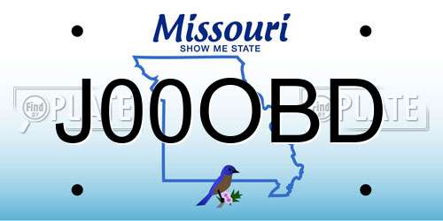 J00OBD Missouri License Plate