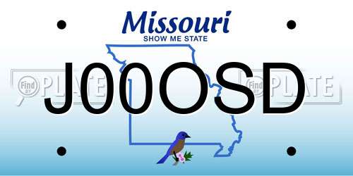 J00OSD Missouri License Plate