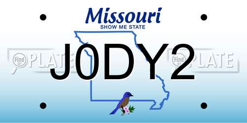 J0DY2 Missouri License Plate