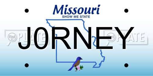 J0RNEY Missouri License Plate