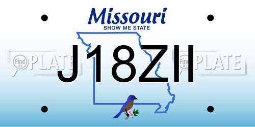 J18ZII Missouri License Plate