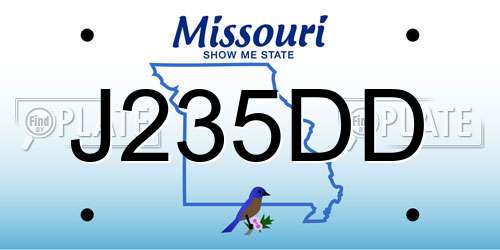 J235DD Missouri License Plate