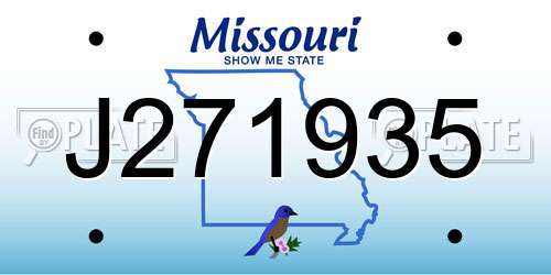 J271935 Missouri License Plate