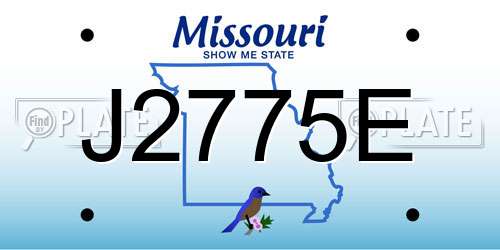 J2775E Missouri License Plate