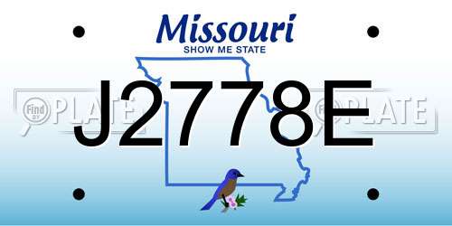 J2778E Missouri License Plate