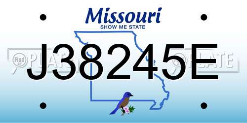 J38245E Missouri License Plate
