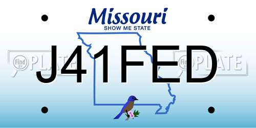 J41FED Missouri License Plate