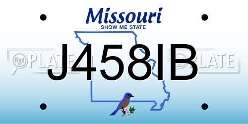 J458IB Missouri License Plate