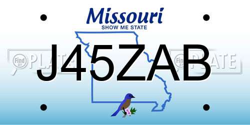 J45ZAB Missouri License Plate
