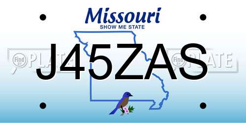 J45ZAS Missouri License Plate