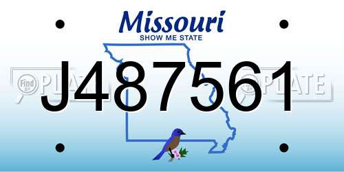 J487561 Missouri License Plate