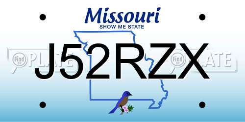 J52RZX Missouri License Plate