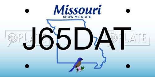J65DAT Missouri License Plate