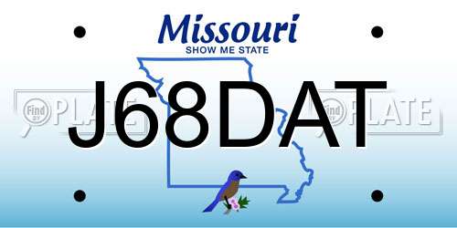 J68DAT Missouri License Plate