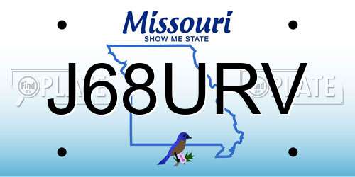 J68URV Missouri License Plate