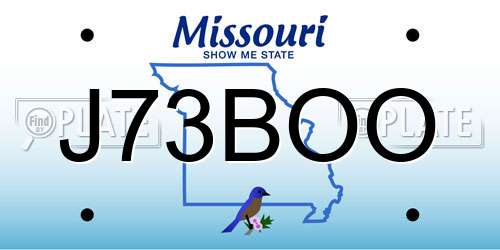 J73BOO Missouri License Plate
