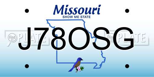 J78OSG Missouri License Plate