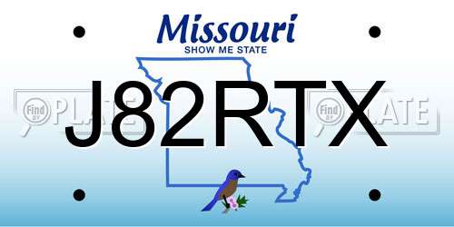 J82RTX Missouri License Plate
